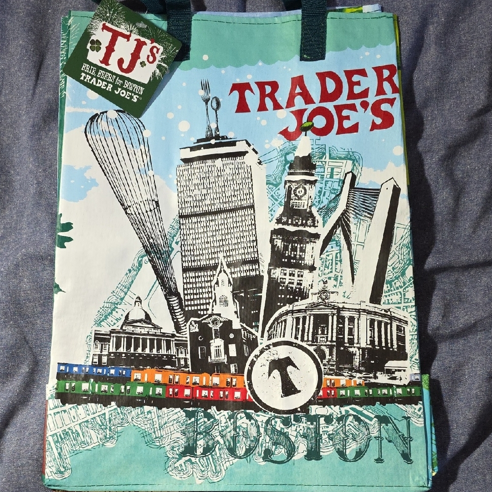 Blue and Green Tote Bag with Boston Flair